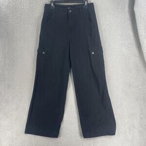 Forever 21 Cargo Pants Womens Large Black Wide Leg Utility Pockets Streetwear